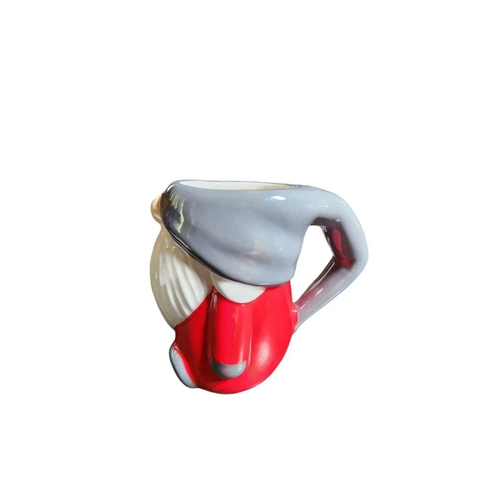 Pottery Barn Red White & Gray Ceramic Hooded Gonk‎ Gnome Coffee Mug 5